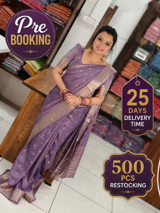 JSS 463 Lavender Semi Mulberry Silk Saree