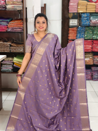 JSS 463 Lavender Semi Mulberry Silk Saree