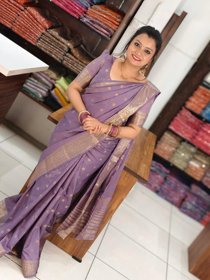 JSS 463 Lavender Semi Mulberry Silk Saree